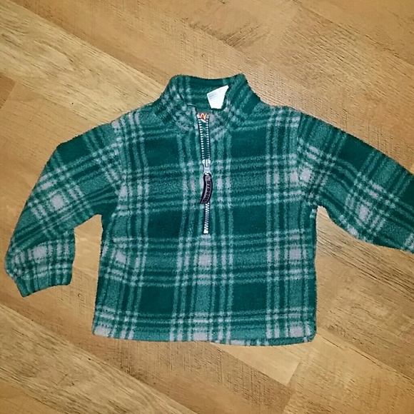 McKids Other - Green Boys Fuzzy Plaid Quarter Zip Pullover Jacket Size 2T